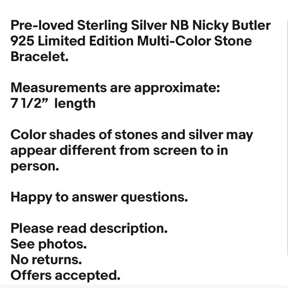 Sterling Silver NB Nicky Butler 925 Limited Edition Multi-Color Stone Bracelet - Picture 5 of 15